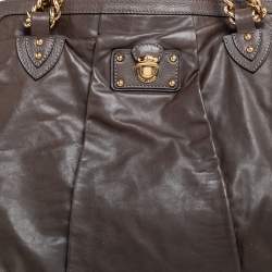 Pre Owned Marc Jacobs Grey Quilted Leather Alyona Satchel