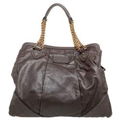 Pre Owned Marc Jacobs Grey Quilted Leather Alyona Satchel