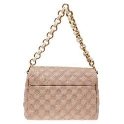 Pre Owned Marc Jacobs Pink Leather Lock Flap Chain Bag