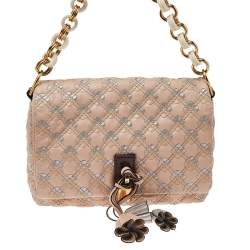 Pre Owned Marc Jacobs Pink Leather Lock Flap Chain Bag