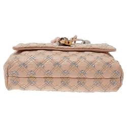 Pre Owned Marc Jacobs Pink Leather Lock Flap Chain Bag