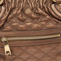 Pre Owned Marc Jacobs Metallic Brown Quilted Leather Stam Satchel