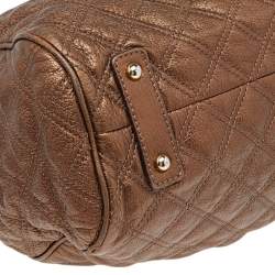 Pre Owned Marc Jacobs Metallic Brown Quilted Leather Stam Satchel