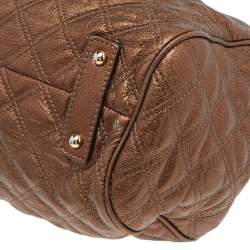 Pre Owned Marc Jacobs Metallic Brown Quilted Leather Stam Satchel