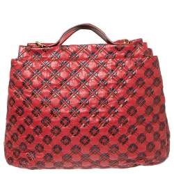 Pre Owned Marc Jacobs Red/Metallic Quilted Leather Memphis Robert Jena Shoulder Bag