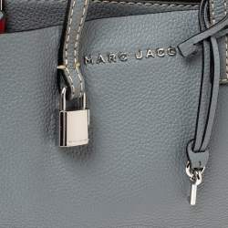 Pre Owned Marc Jacobs Stone Blue Soft Leather Mini Grind Tote