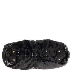 Pre Owned Marc Jacobs Blue/Black Sequin,Suede and Leather New York Rocker Stam Satchel