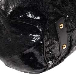 Pre Owned Marc Jacobs Blue/Black Sequin,Suede and Leather New York Rocker Stam Satchel