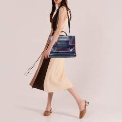 Pre Owned Marc Jacobs Blue/Pink Leather Madison Tote