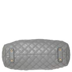 Pre Owned Marc Jacobs Grey Quilted Leather Stam Satchel