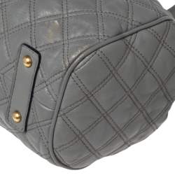 Pre Owned Marc Jacobs Grey Quilted Leather Stam Satchel