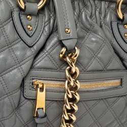 Pre Owned Marc Jacobs Grey Quilted Leather Stam Satchel