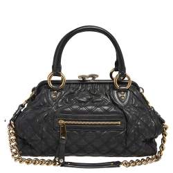 Pre Owned Marc Jacobs Black Quilted Leather Stam Satchel