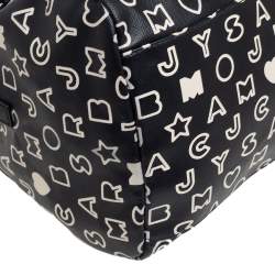 Pre Owned Marc Jacobs Black/White Dreamy Logo Coated Canvas and Leather Eazy Taryn Boston Bag