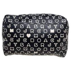 Pre Owned Marc Jacobs Black/White Dreamy Logo Coated Canvas and Leather Eazy Taryn Boston Bag