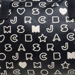 Pre Owned Marc Jacobs Black/White Dreamy Logo Coated Canvas and Leather Eazy Taryn Boston Bag