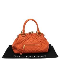 Pre Owned Marc Jacobs Orange Quilted Leather Stam Satchel