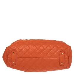 Pre Owned Marc Jacobs Orange Quilted Leather Stam Satchel