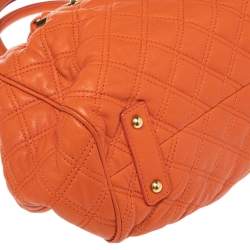 Pre Owned Marc Jacobs Orange Quilted Leather Stam Satchel