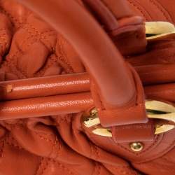 Pre Owned Marc Jacobs Orange Quilted Leather Stam Satchel
