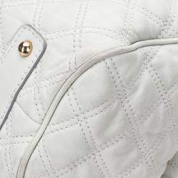 Pre Owned Marc Jacobs Ivory Quilted Leather Stam Satchel
