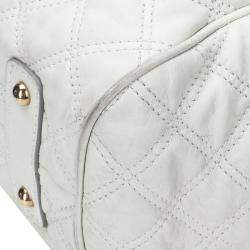 Pre Owned Marc Jacobs Ivory Quilted Leather Stam Satchel