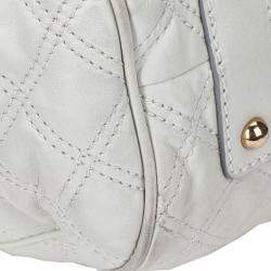 Pre Owned Marc Jacobs Ivory Quilted Leather Stam Satchel