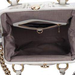 Pre Owned Marc Jacobs Ivory Quilted Leather Stam Satchel