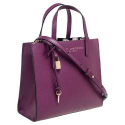 Pre Owned Marc Jacobs Purple Leather Mini Grind Tote