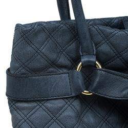 Pre Owned Marc Jacobs Dark Grey Quilted Leather Casey Double Stitch Tote