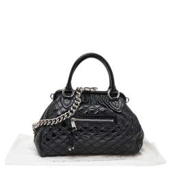 Pre Owned Marc Jacobs Black Quilted Patent Leather Stam Shoulder Bag