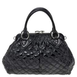 Pre Owned Marc Jacobs Black Quilted Patent Leather Stam Shoulder Bag