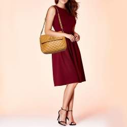 Pre Owned Marc Jacobs Brown Quilted Leather Flap Padlock Shoulder Bag