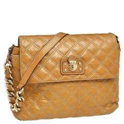 Pre Owned Marc Jacobs Brown Quilted Leather Flap Padlock Shoulder Bag