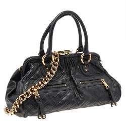Pre Owned Marc Jacobs Black Quilted Leather Stam Satchel