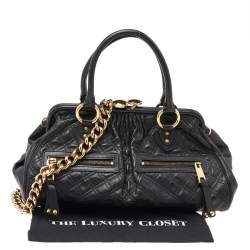 Pre Owned Marc Jacobs Black Quilted Leather Stam Satchel