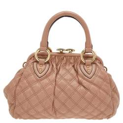 Pre Owned Marc Jacobs Dark Beige Quilted Leather Stam Shoulder Bag