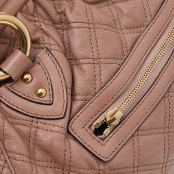 Pre Owned Marc Jacobs Dark Beige Quilted Leather Stam Shoulder Bag