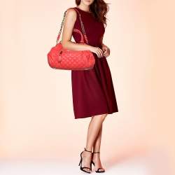 Pre Owned Marc Jacobs Bright Orange Quilted Leather Stam Satchel