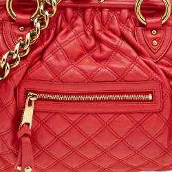 Pre Owned Marc Jacobs Bright Orange Quilted Leather Stam Satchel