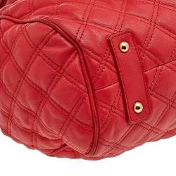 Pre Owned Marc Jacobs Bright Orange Quilted Leather Stam Satchel