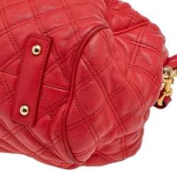 Pre Owned Marc Jacobs Bright Orange Quilted Leather Stam Satchel