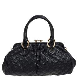 Pre Owned Marc Jacobs Black Quilted Leather Stam Satchel