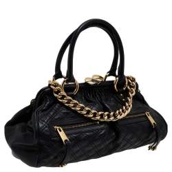 Pre Owned Marc Jacobs Black Quilted Leather Stam Satchel