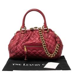 Pre Owned Marc Jacobs Pink Quilted Leather Stam Satchel