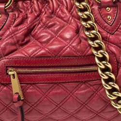 Pre Owned Marc Jacobs Pink Quilted Leather Stam Satchel