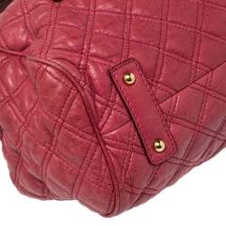 Pre Owned Marc Jacobs Pink Quilted Leather Stam Satchel