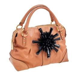 Pre Owned Marc Jacobs Brown Leather Crystal Embellished Satchel