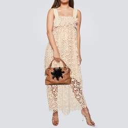 Pre Owned Marc Jacobs Brown Leather Crystal Embellished Satchel