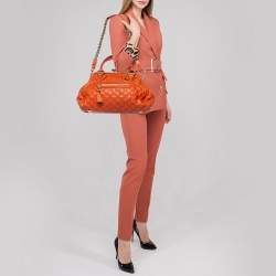 Pre Owned Marc Jacobs Orange Quilted Leather Stam Satchel